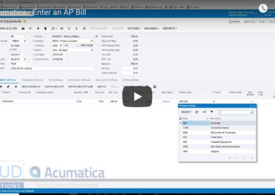 How to Create an AP Bill in Acumatica 2/11/19