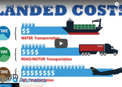 Processing Landed Costs in Acumatica 4/16/19