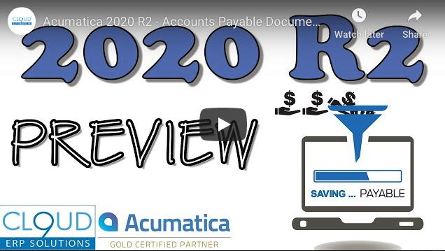 Acumatica 2020 R2 – Accounts Payable Document Recognition 9/15/20