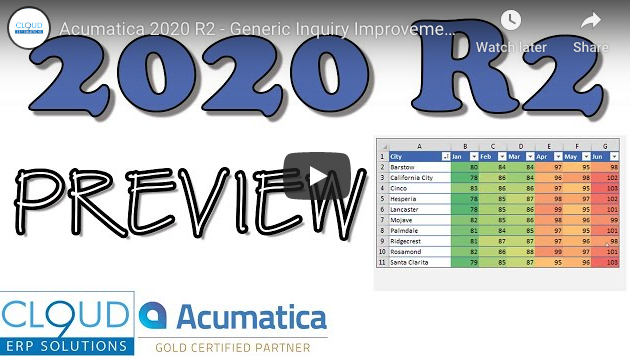 Acumatica 2020 R2 – Generic Inquiry Improvements 8/25/20