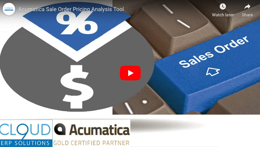 Acumatica Sale Order Pricing Analysis Tool 10/27/20