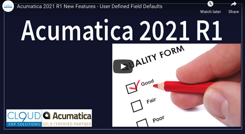2021 R1- User Defined Field Defaults 1/26/21