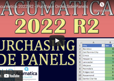 Acumatica 2022 R2 – Purchase Order Side Panels8/3/22