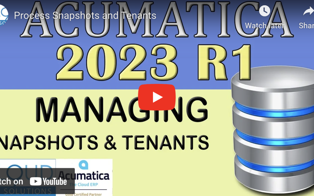 Acumatica 2023 R1 – Process Snapshots and Tenants1/3/23